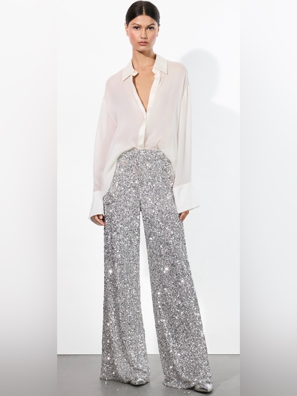 Alice + Olivia Mame Wide Leg Sequin Pants